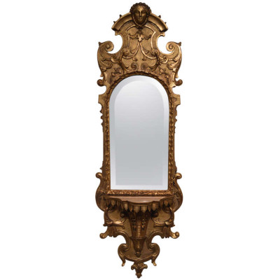 Gilded Antique Italian Mirror with Console | VANDEUREN, Los Angeles CA