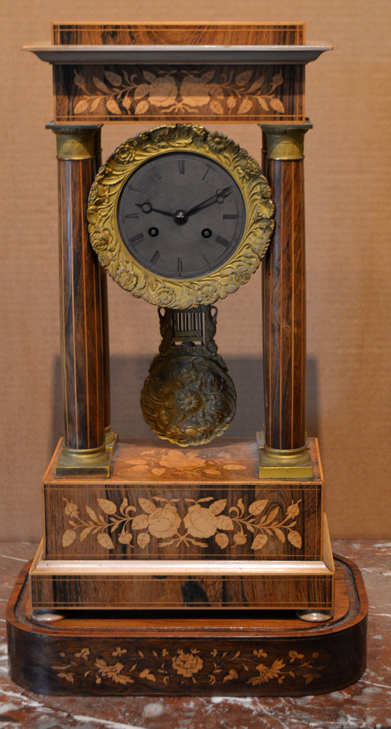 french antique clock with marquetry Inlay | VANDEUREN, Los Angeles CA
