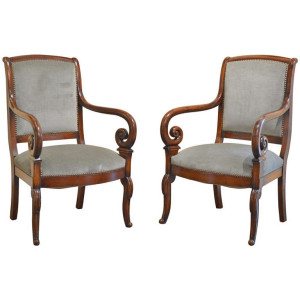 French Antiques : 19th Century Fruitwood French chairs : VANDEUREN