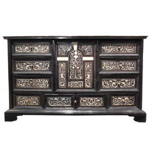 Italian Ebony Cabinet with Ivory Inlay : Vandeuren