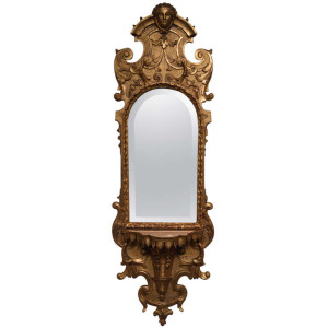 Italian Antiques : Gilded Mirror with Console : VANDEUREN